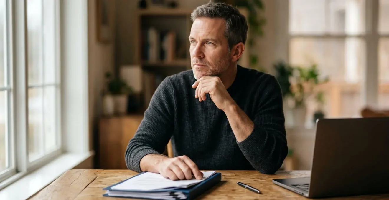 A person reviewing medical and insurance documents with determination, symbolizing navigating a critical illness insurance claim after a cancer diagnosis
