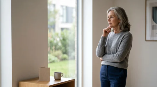Mature adult considering vaccine decision, representing proactive health investment before age 70